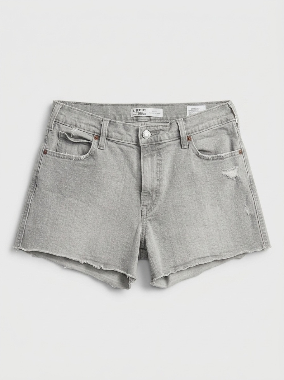 Levi Signature Women's Gray Denim High Rise Cutoff Shorts W28